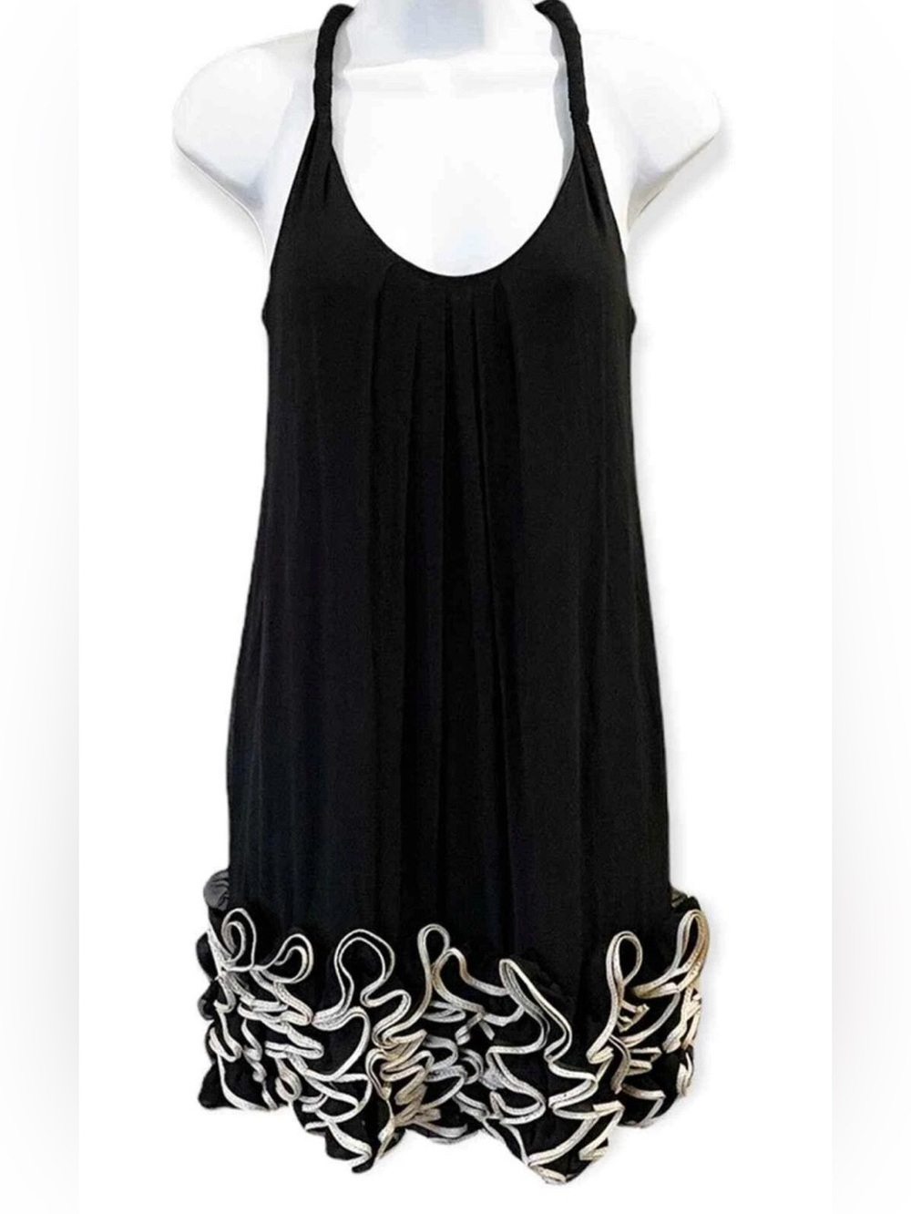 Yoana Baraschi Black Dress with Ruffles at the Hem